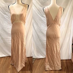 Vintage pale pink SILK ☁️ lace slip dress